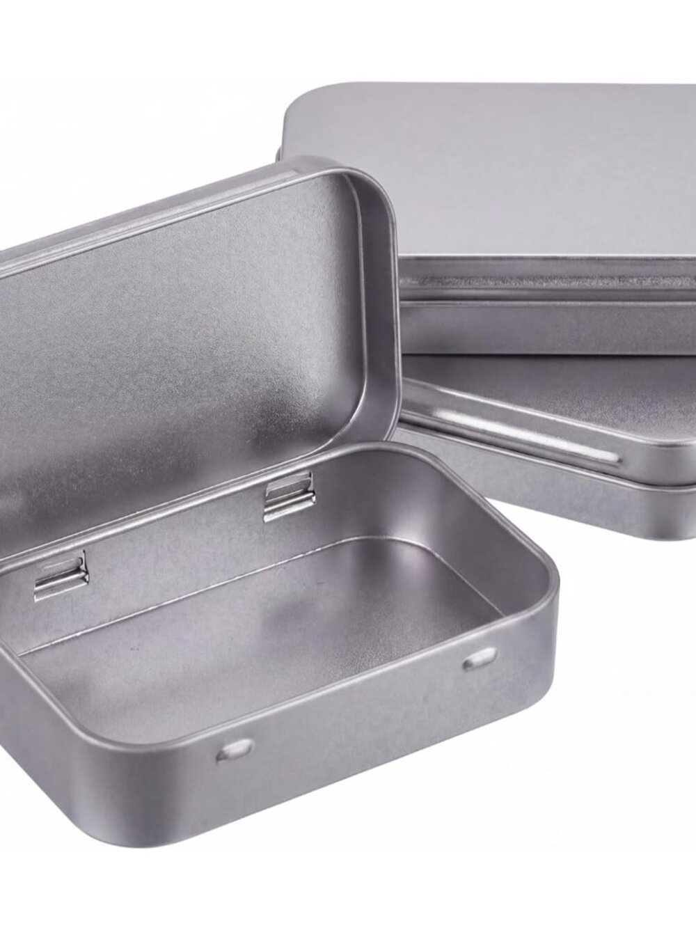 3 Pack Metal Rectangular Empty Hinged Tins 3.75 x 2.45 x 0.8 Inch Box Containers